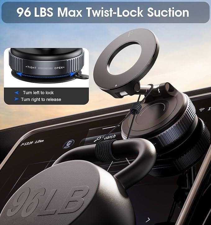 Premium Magnetic Vacuum Phone Holder – Strong Magnet Grip, 360° Car & Home Mount