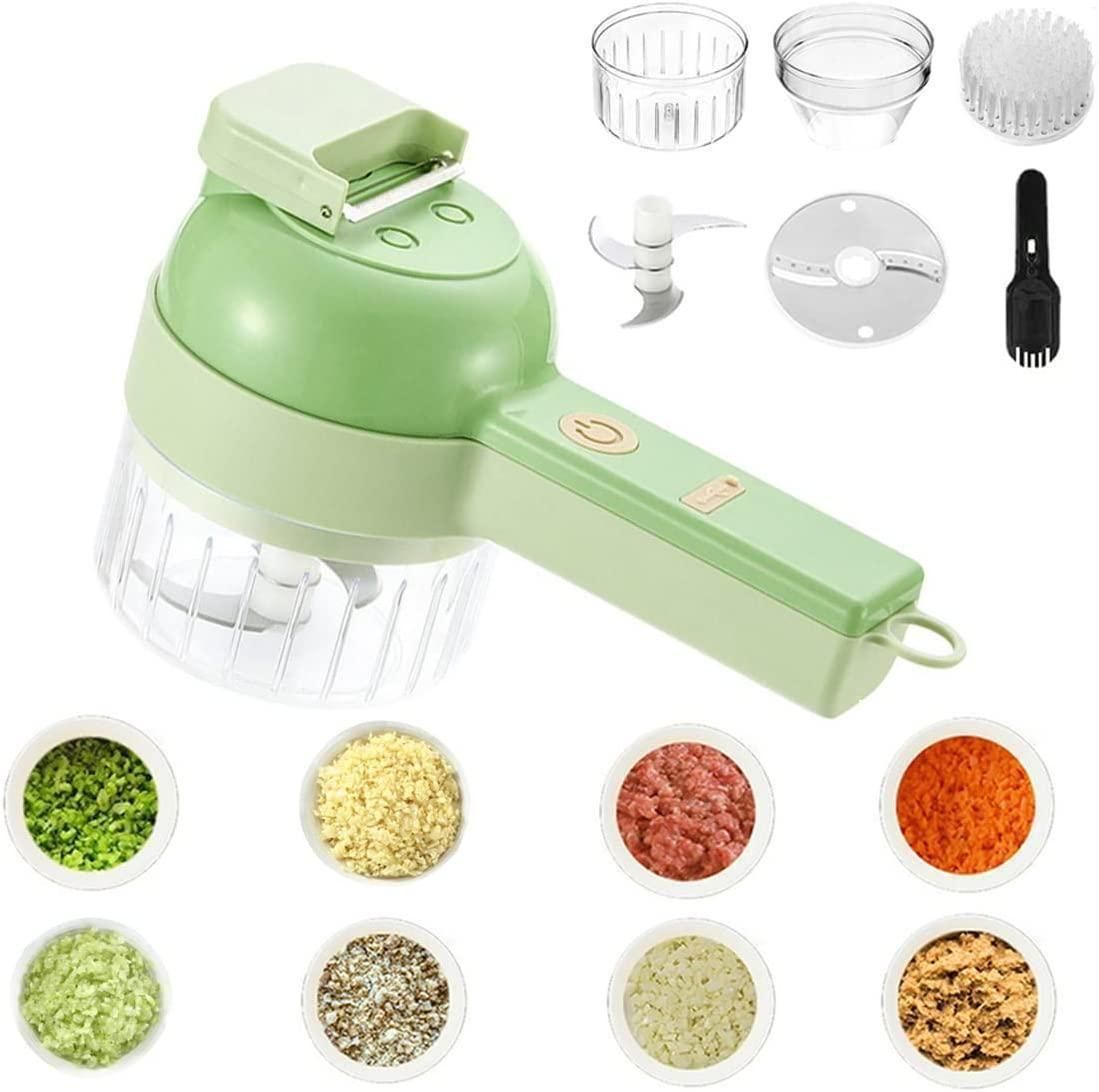 4-in-1 Electric Vegetable Cutter & Chopper Set – Portable Multifunction Kitchen Gadget