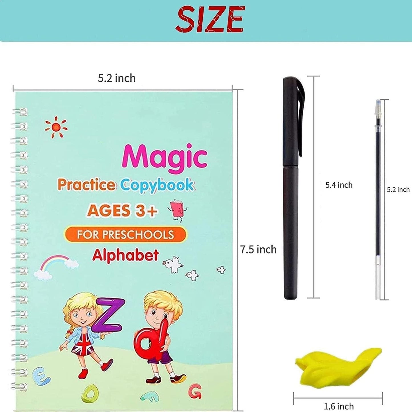 Magic Handwriting Practice Copybook – Reusable Tracing Workbook for Kids
