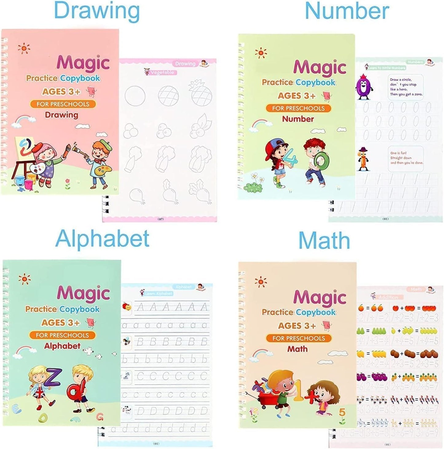 Magic Handwriting Practice Copybook – Reusable Tracing Workbook for Kids