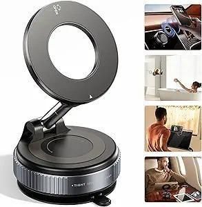 Premium Magnetic Vacuum Phone Holder – Strong Magnet Grip, 360° Car & Home Mount