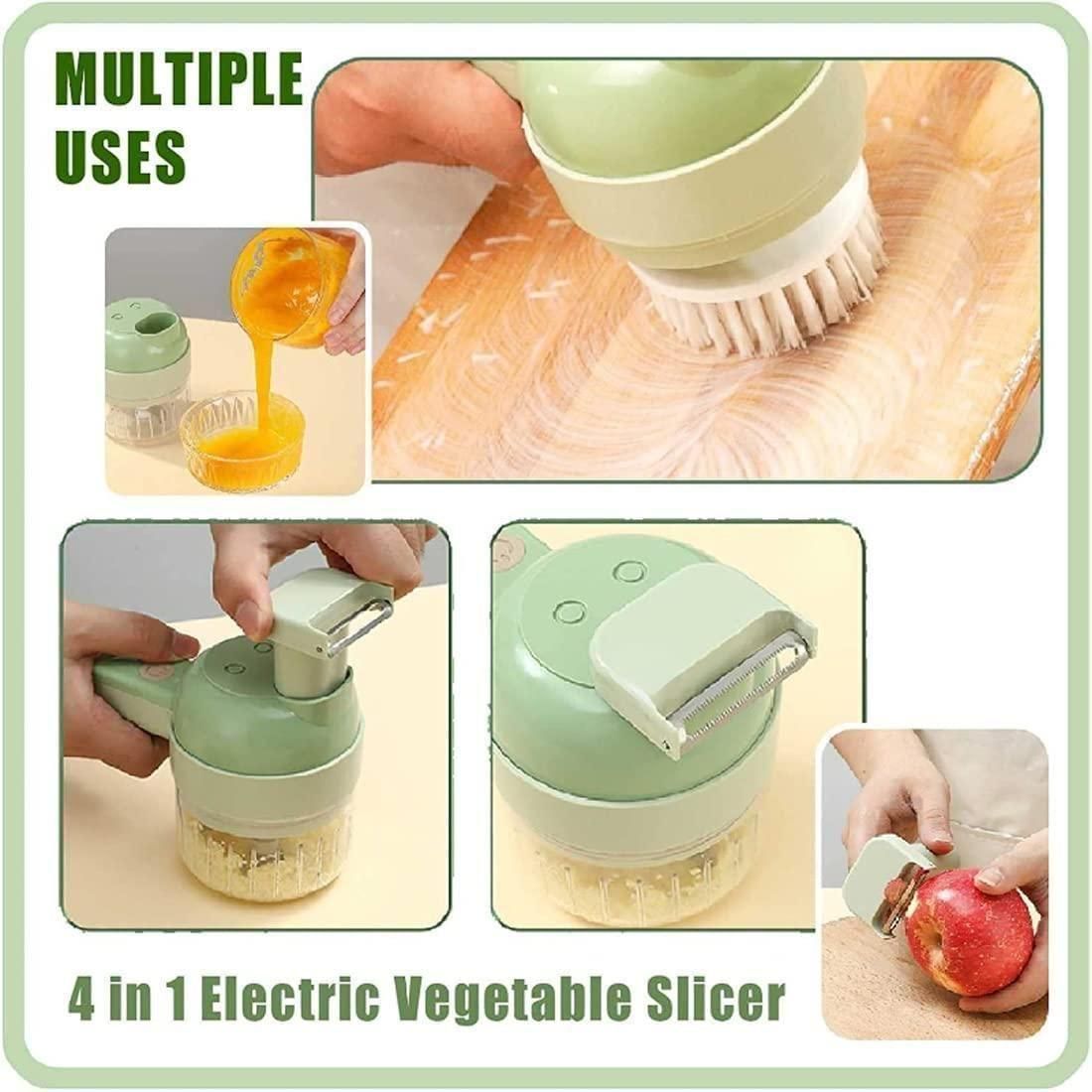 4-in-1 Electric Vegetable Cutter & Chopper Set – Portable Multifunction Kitchen Gadget