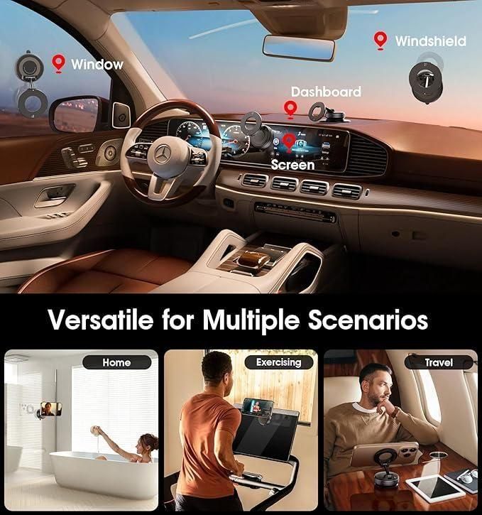 Premium Magnetic Vacuum Phone Holder – Strong Magnet Grip, 360° Car & Home Mount