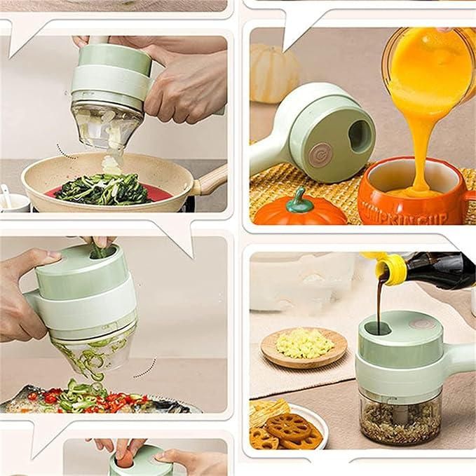 4-in-1 Electric Vegetable Cutter & Chopper Set – Portable Multifunction Kitchen Gadget