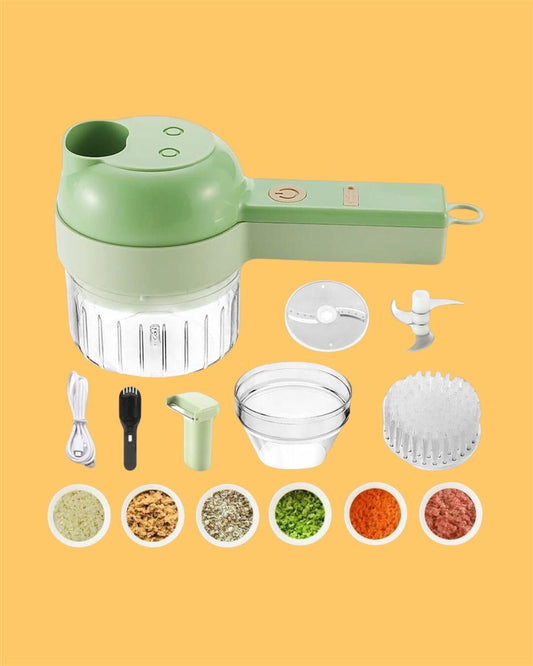 4-in-1 Electric Vegetable Cutter & Chopper Set – Portable Multifunction Kitchen Gadget
