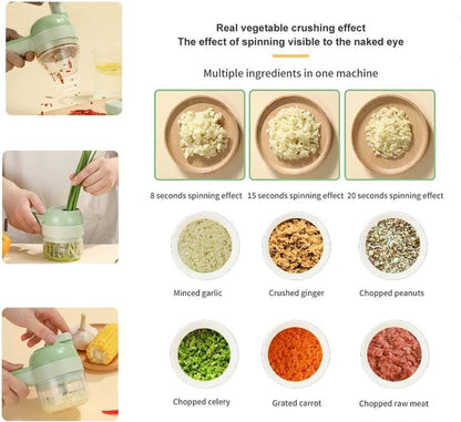 4-in-1 Electric Vegetable Cutter & Chopper Set – Portable Multifunction Kitchen Gadget