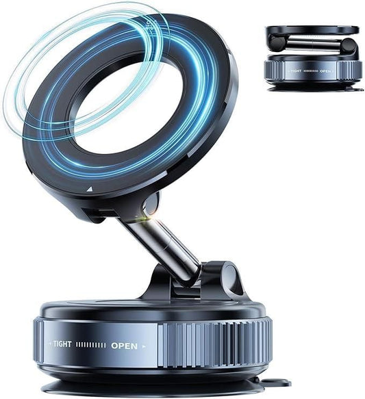 Premium Magnetic Vacuum Phone Holder – Strong Magnet Grip, 360° Car & Home Mount
