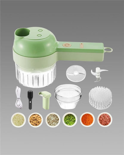 4-in-1 Electric Vegetable Cutter & Chopper Set – Portable Multifunction Kitchen Gadget